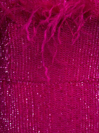 Shop Retroféte Pink Sequin Emebllished Mini-dress With Feathers In Viscose Woman