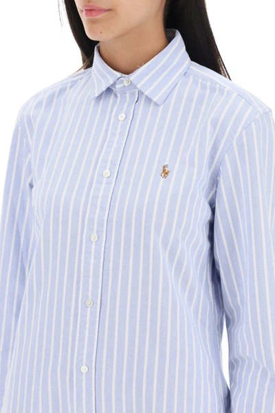 Shop Polo Ralph Lauren Logo Embroidered Oxford Shirt In White