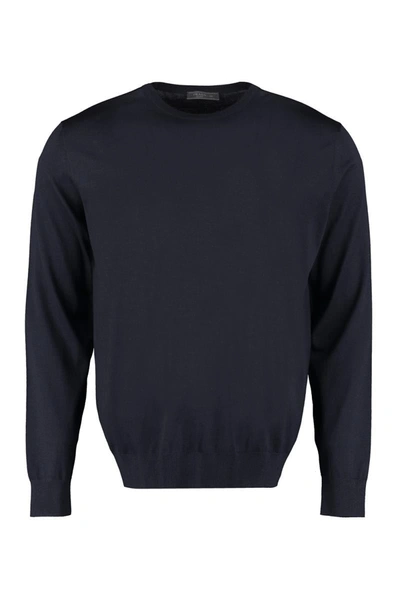Shop Prada Fine-knit Sweater In Blue