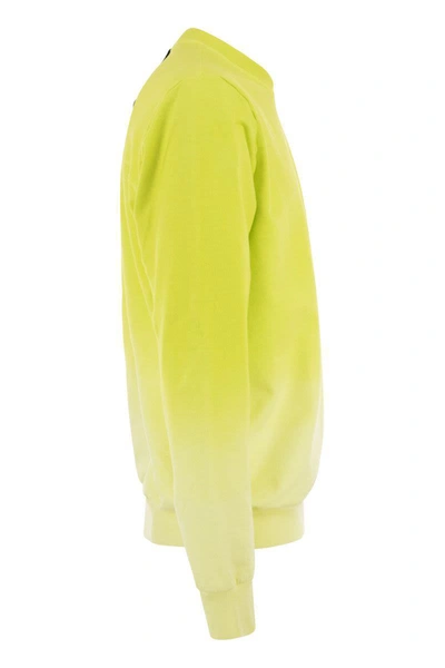 Shop Premiata Crew-neck Sweatshirt With Logo In Fluo Yellow