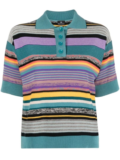 Shop Ps By Paul Smith Ps Paul Smith Striped Cotton Polo Shirt In Multicolour