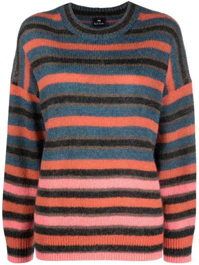 Shop Ps By Paul Smith Ps Paul Smith Wool Blend Striped Jumper In Multicolour