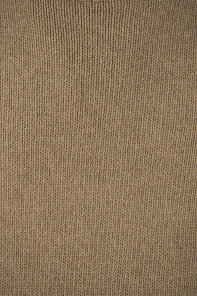 Shop Pt Torino Crew-neck Pullover In Wool And Angora Blend In Camel