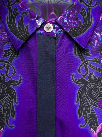 Shop Versace Purple Shirt With Barocco Orchid Prnt In Silk Woman In Violet