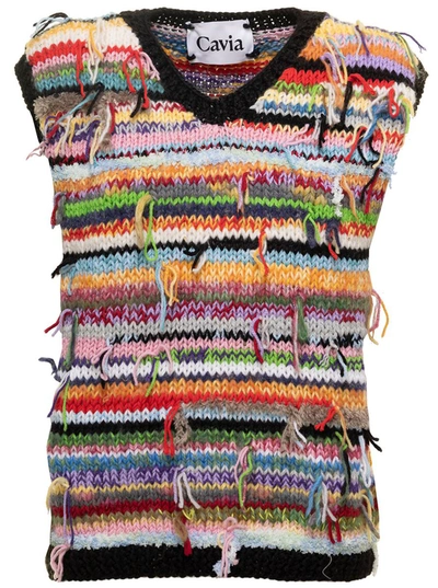 Shop Cavia Regular Multicolor V Neck Handdknit Vest