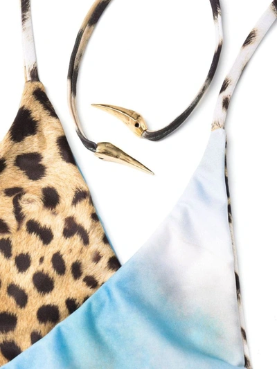 Shop Roberto Cavalli Bikini Briefs With Laces And Wild Leda Print In Multicolour
