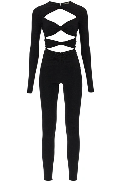 Shop Roberto Cavalli Long-sleeved Jumpsuit With Cut-outs In Black