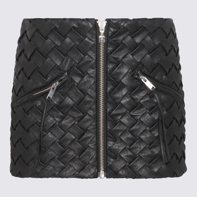 Shop Rotate Birger Christensen Rotate Black Faux Leather Woven Mini Skirt