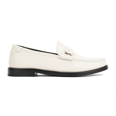 Shop Saint Laurent Leather Loafers Shoes In Nude &amp; Neutrals