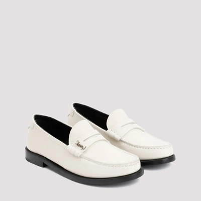 Shop Saint Laurent Leather Loafers Shoes In Nude &amp; Neutrals