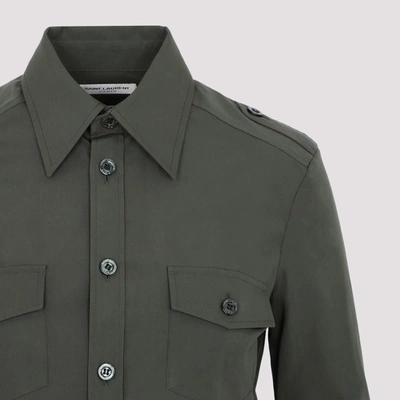 Shop Saint Laurent Military Shirt In Green