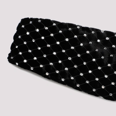 Shop Saint Laurent Strass Headband In Velvet Hat In Black