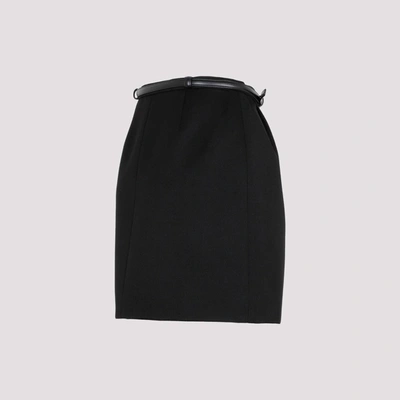Shop Saint Laurent Wool Mni Skirt In Black