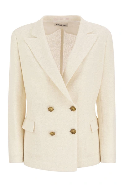 Shop Saulina Antonella - Double-breasted Jacket In White