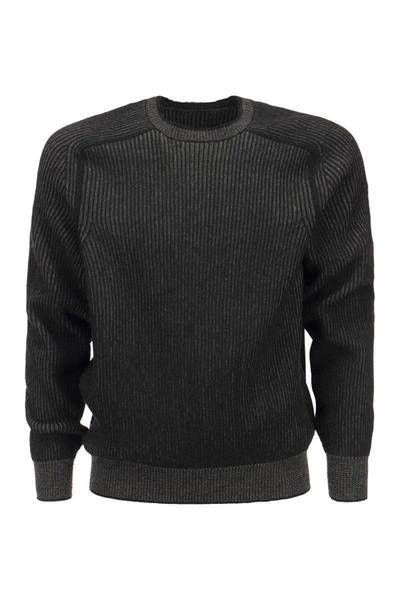 Shop Sease Dinghy - Ribbed Cashmere Reversible Crew Neck Sweater In Black