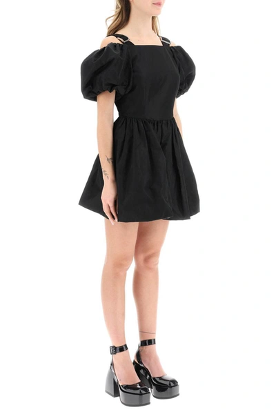 Shop Simone Rocha Off-the-shoulder Taffeta Mini Dress With Slider Straps In Black