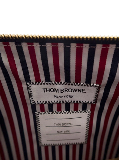 Shop Thom Browne Small Document Holder W/ 4 Bar In Pebble Grain Leather In Blu