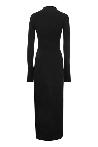 Shop Sportmax Oriana - Cashmere Yarn Long Dress In Black