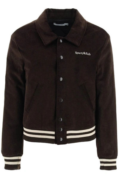 Shop Sporty And Rich Sporty Rich Corduroy Varsity Jacket In Brown