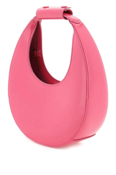 Shop Staud Mini Moon Leather Bag In Pink