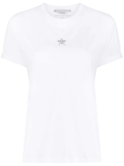Shop Stella Mccartney Embroidered Mini Star Cotton T-shirt In White