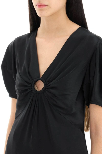 Shop Stella Mccartney Satin Top With Ring In Black