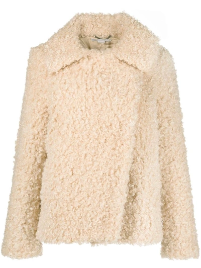Shop Stella Mccartney Teddy Oversized Coat In Beige