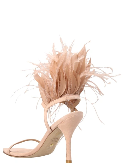 Stuart Weitzman Plume 100 Feather-trimmed Sandals In Pink