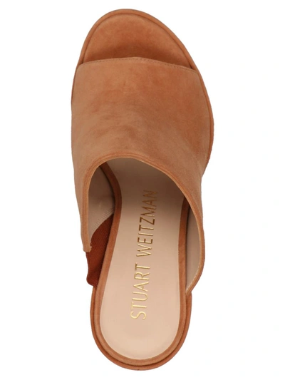 Shop Stuart Weitzman 'skyhi' Mules In Brown