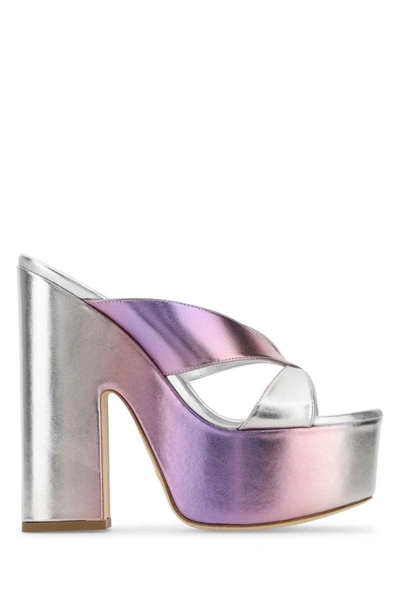 Stuart Weitzman Miami Sohigh 145 Leather Mules With Platform Sole In Multi