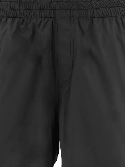 Shop Lanvin Swim Shorts With Embroidered Logo In Black