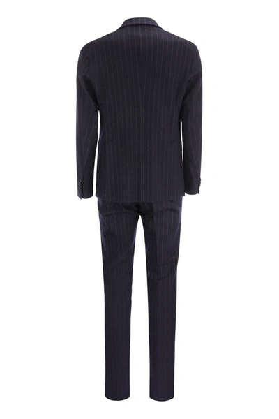 Shop Tagliatore Wool And Cotton Suit In Blue