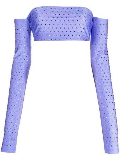 Shop The Andamane Cropped Top With Crystals In Lilac
