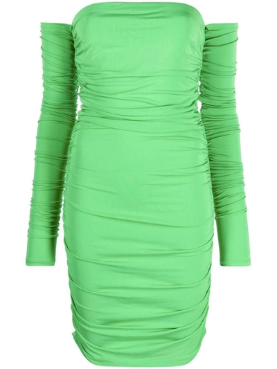 Shop The Andamane Ruched Off-shoulder Maxi Dress In Green