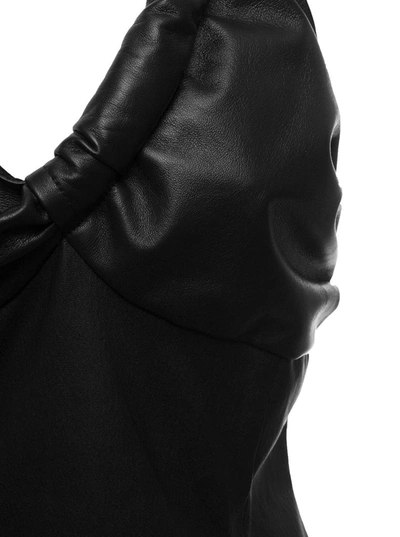 Shop The Mannei Woman's Sentpierre Black Leather One Shoulder Dress