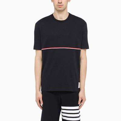 Shop Thom Browne Classic Navy T-shirt With Patch In Blue
