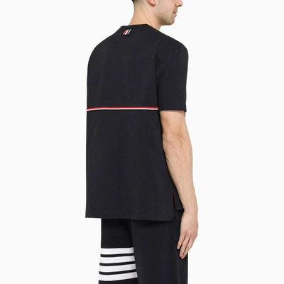 Shop Thom Browne Classic Navy T-shirt With Patch In Blue