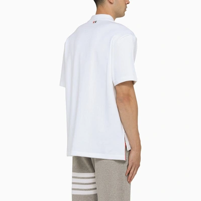 Shop Thom Browne Classic Polo Shirt With Patch In White