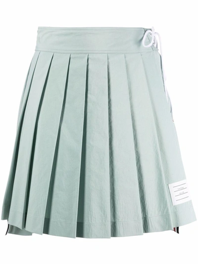 Shop Thom Browne Pleated Mini Skirt In Blue