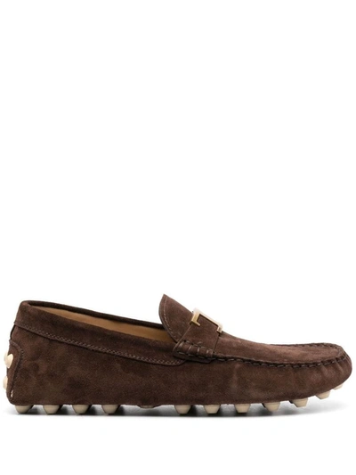 Shop Tod's Gommino Bubble T Timeless Nubuck Driving Shoes In Brown