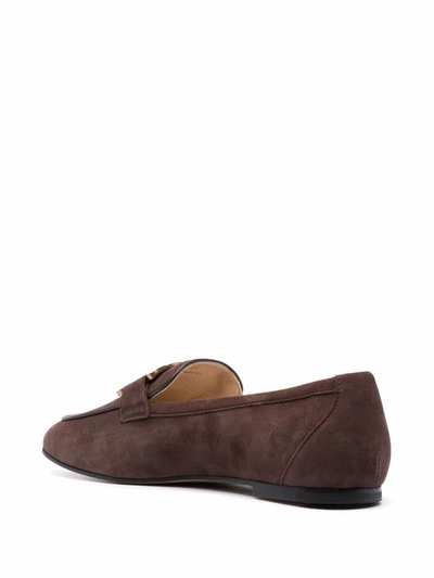 Shop Tod's Kate Suede Loafers In Brown