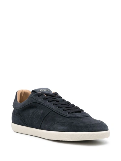 Shop Tod's Tabs Suede Sneakers In Blue