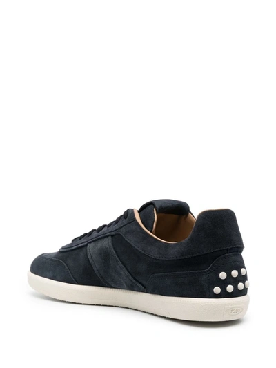 Shop Tod's Tabs Suede Sneakers In Blue