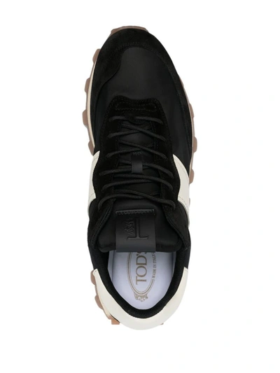 Shop Tod's 1t Suede And Fabric Sneakers In Black