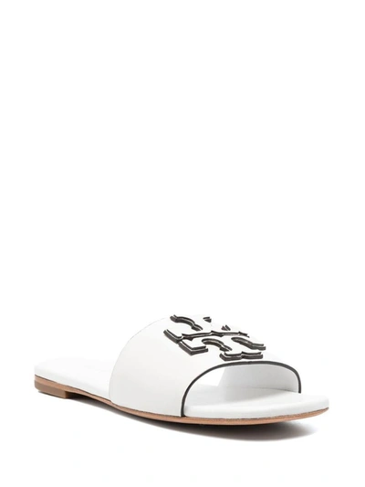 Shop Tory Burch Eleanor Leatherflat Sandals In White