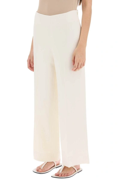 Shop Totême Toteme Cropped Pants With Wide Leg In White