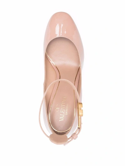 Valentino Tan-go 120 Patent Leather Platform Pumps In Powder