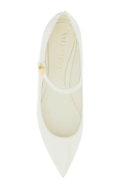Shop Valentino Garavani Tiptoe Patent Leather Ballet Flats In White