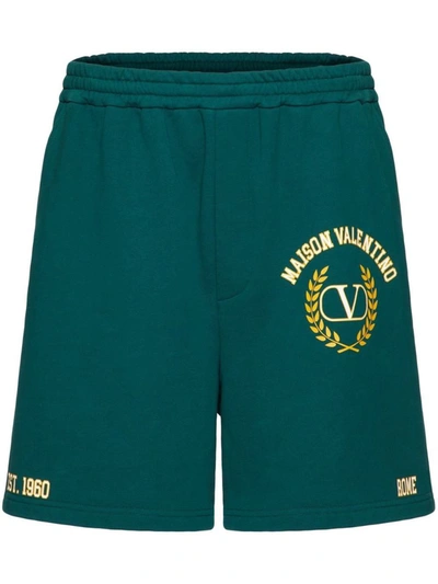 Shop Valentino Maison  Cotton Sweatpants In Green