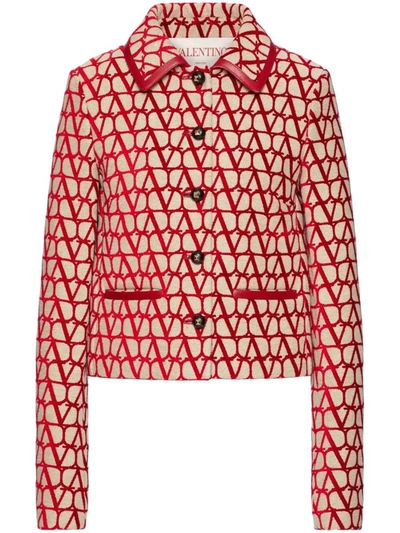 Shop Valentino Toile Iconographe Jacquard Jacket In Red